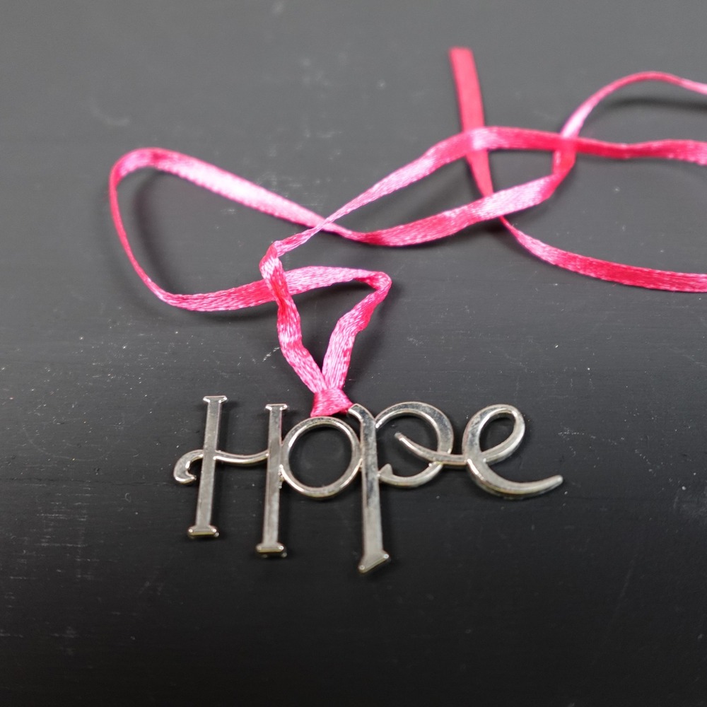 Longaberger 2012 Horizon of Hope Tie On Basket Charm Silver Tone Pink Ribbon